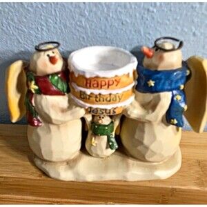Dicksons Starlight Angels Happy Birthday Jesus Snowman Family Tea Light Holder